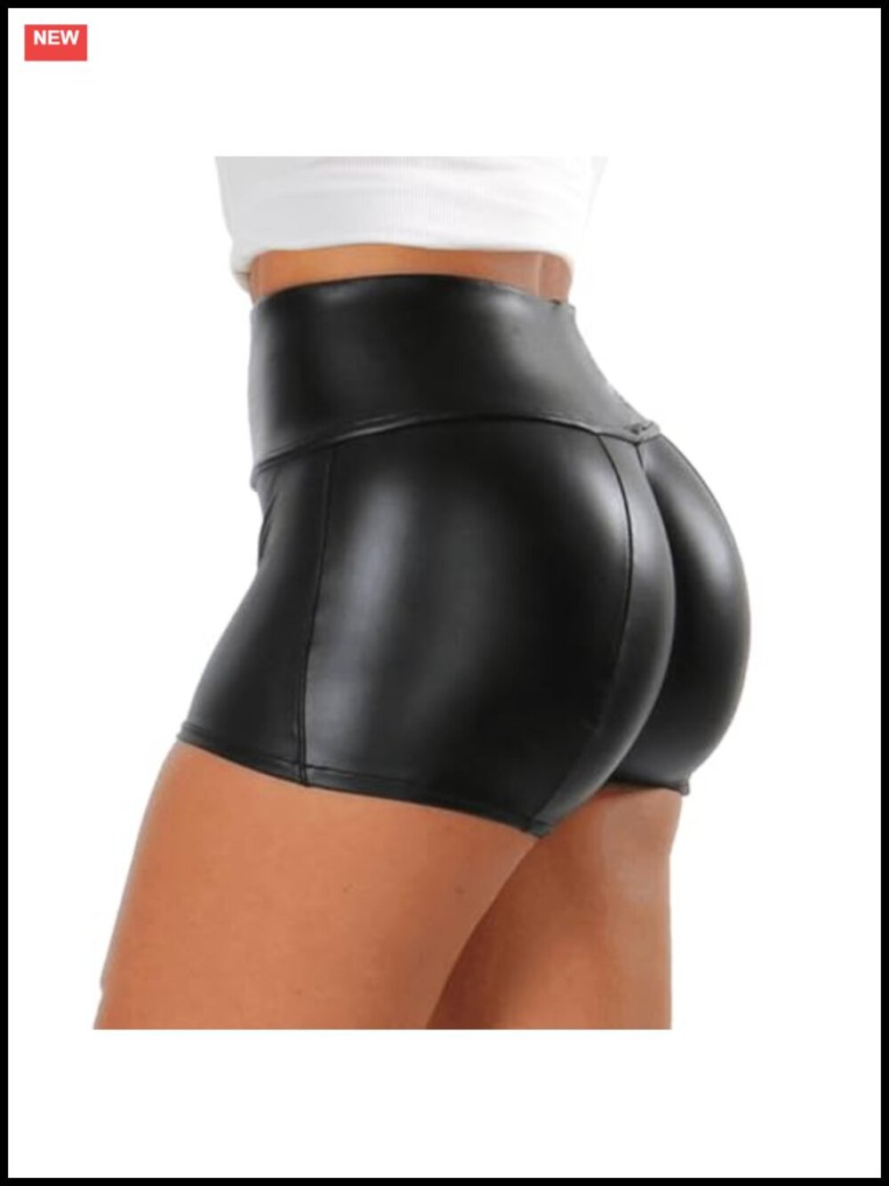 High Waisted Faux Leather Shorts Stretchy Disco Dance Hot Pants